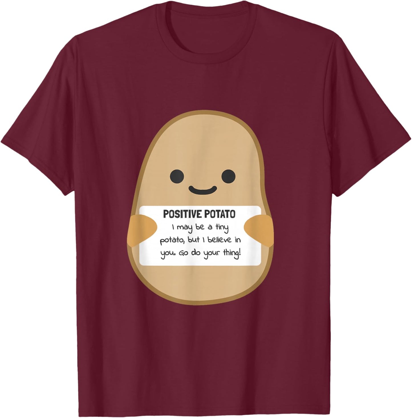 Positive Potato Love Men Women Saying Hug Mini Gift T-Shirt - T-Shirt | Maroon