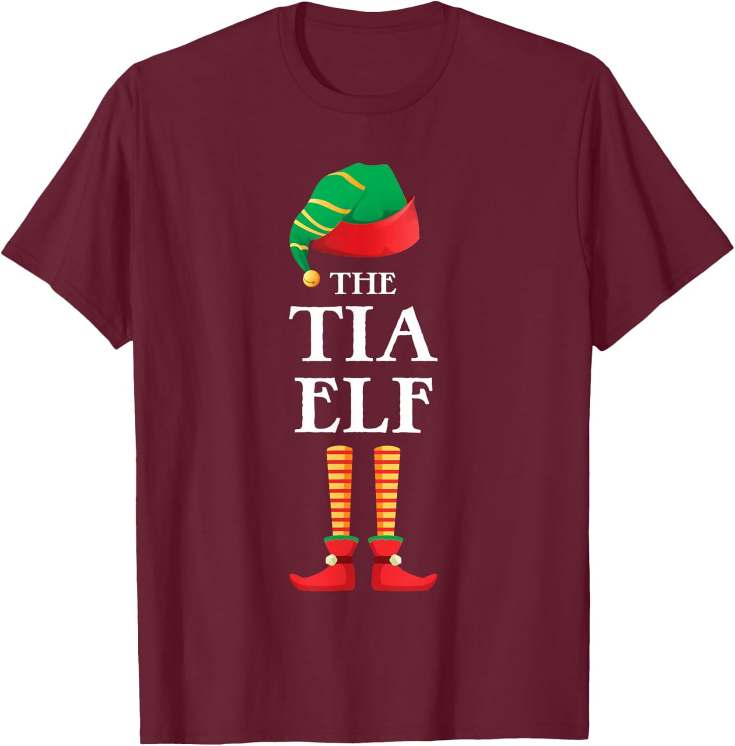 The Tia Elf Christmas Matching Family Funny Pajama Pj Xmas T-Shirt - T-Shirt | Maroon