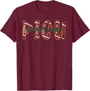 PICU Nurse Football Pediatric Intensive Care Unit Nursing T-Shirt - T-Shirt | Maroon