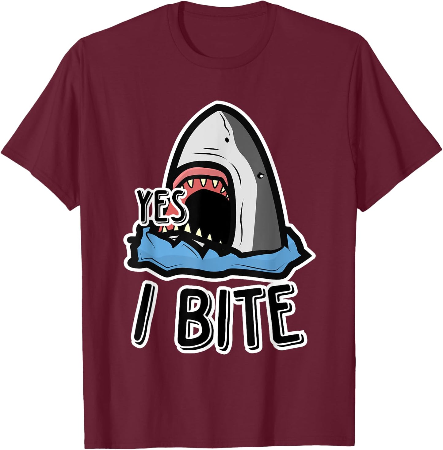 Kids Funny Week Of The Shark Yes, I Bite Shark Kids T-Shirt - T-Shirt | Maroon