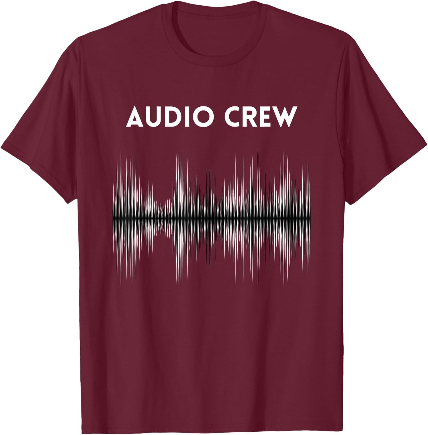 AUDIO CREW Uniform, White & Black Sound Waves, Audio Visual T-Shirt - T-Shirt | Maroon