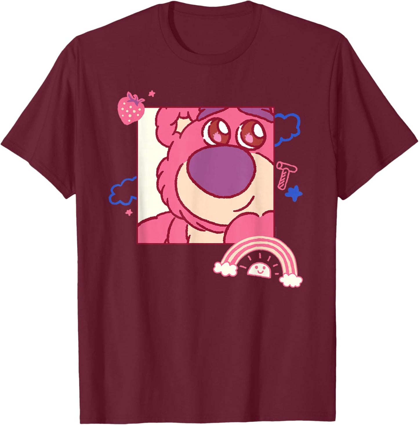 Disney and Pixar's Toy Story Lotso Bear Fluffy Rainbows Cute T-Shirt - T-Shirt | Maroon