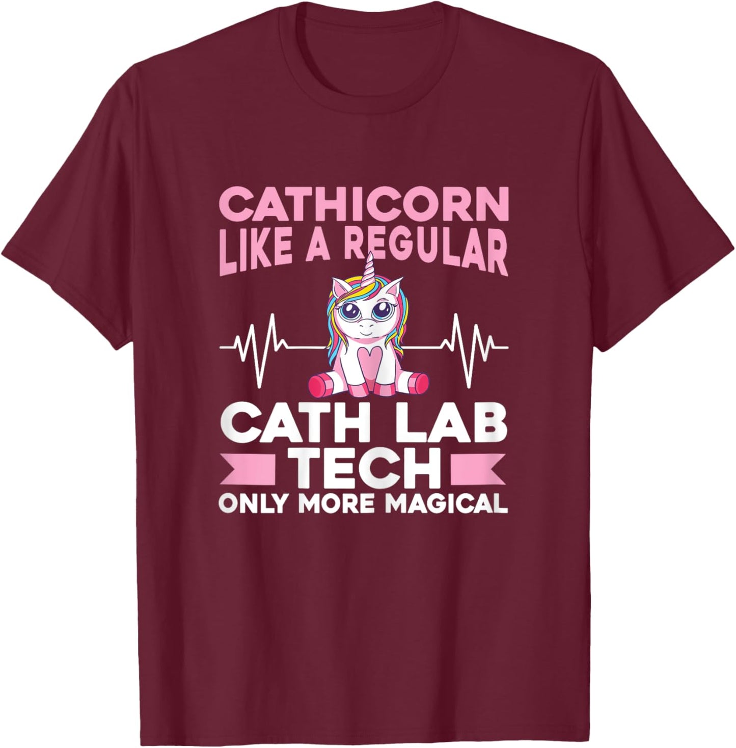 Cath Lab Nurse Heartbeat Technician Women Cath Lab Tech T-Shirt - T-Shirt | Maroon