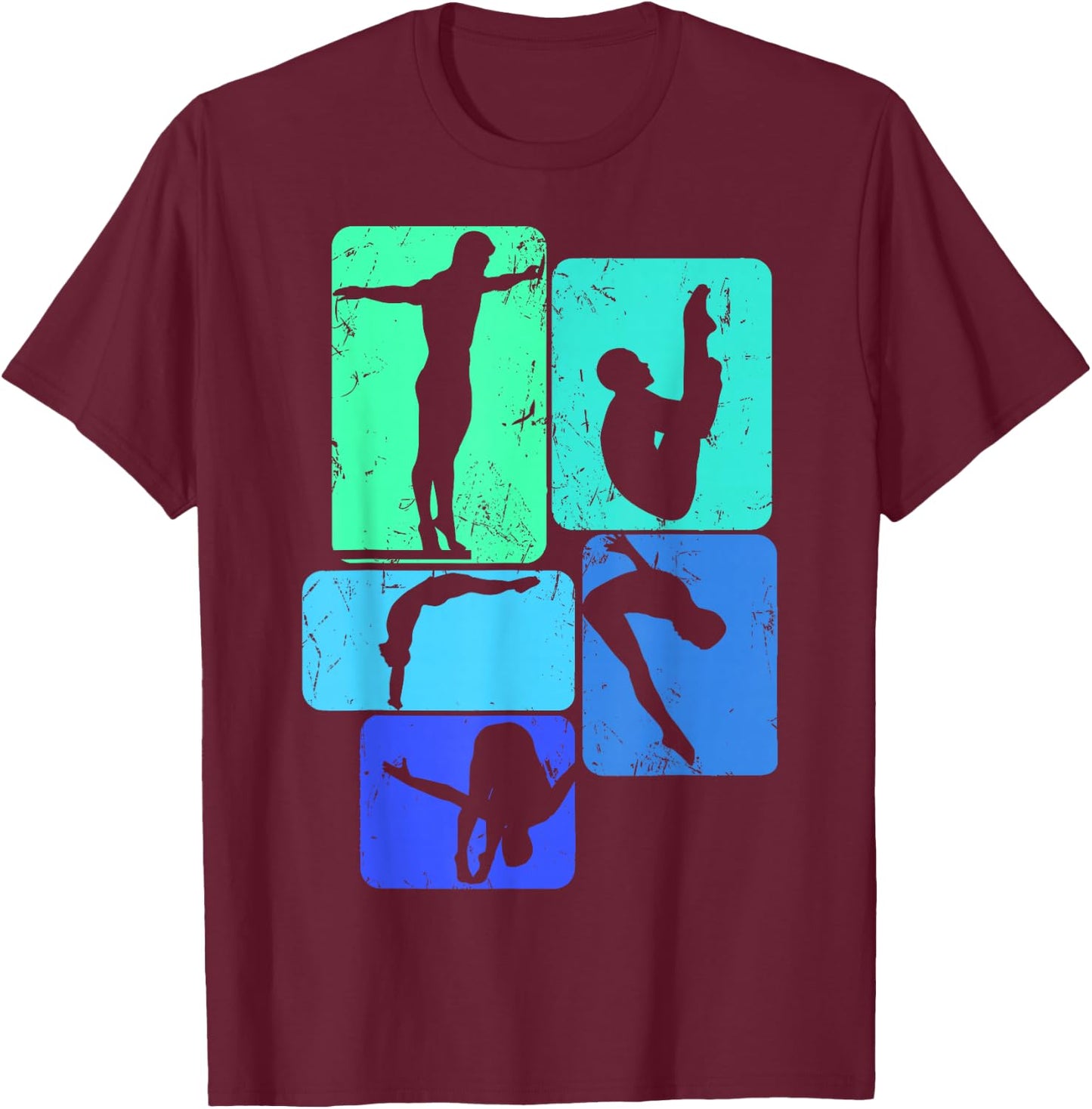 Cool Springboard Diving Gift Ideas -Adults, -Kids Black Short Sleeve Small Classic Fit Modern Platform Diving T-Shirt - T-Shirt | Maroon
