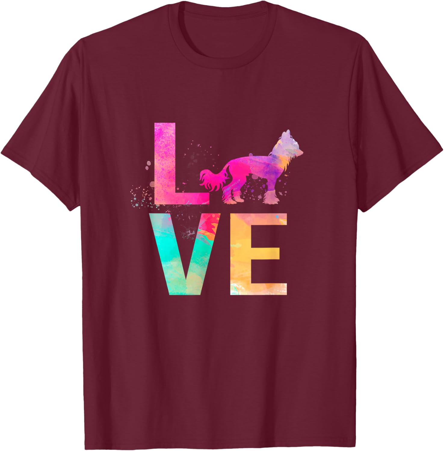 Colorful Chinese Crested Dog Mom Gifts Chinese Crested T-Shirt - T-Shirt | Maroon