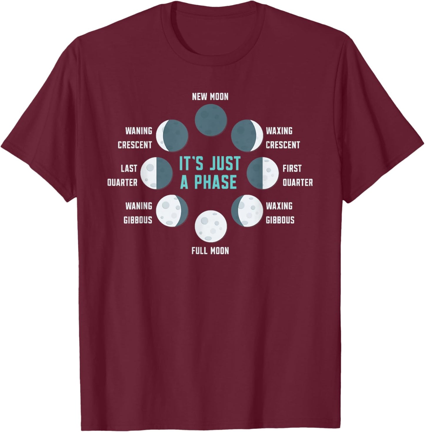 It's Just A Phase Lunar Eclipse Astronomy Moon Phase T-Shirt - T-Shirt | Maroon