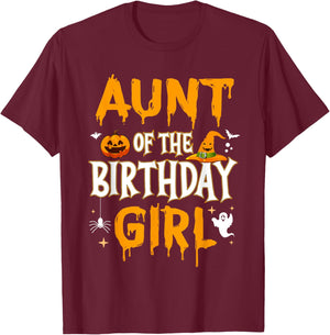 Aunt of the Birthday Girl Halloween 1st Birthday Girl T-Shirt - T-Shirt | Maroon