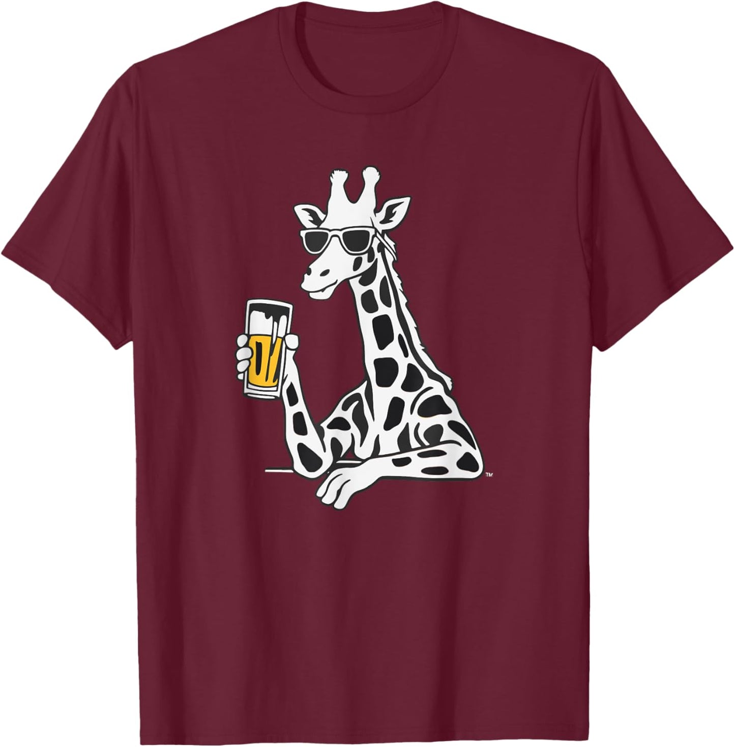 Cool Sunglasses Giraffe Drinking Beer Giraffes T-Shirt - T-Shirt | Maroon