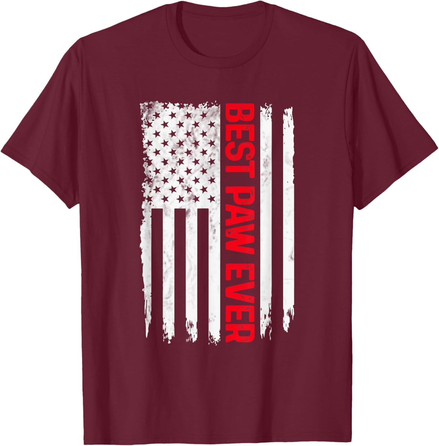 Best Paw Ever American flag Funny Papa Grandpa T-Shirt - T-Shirt | Maroon