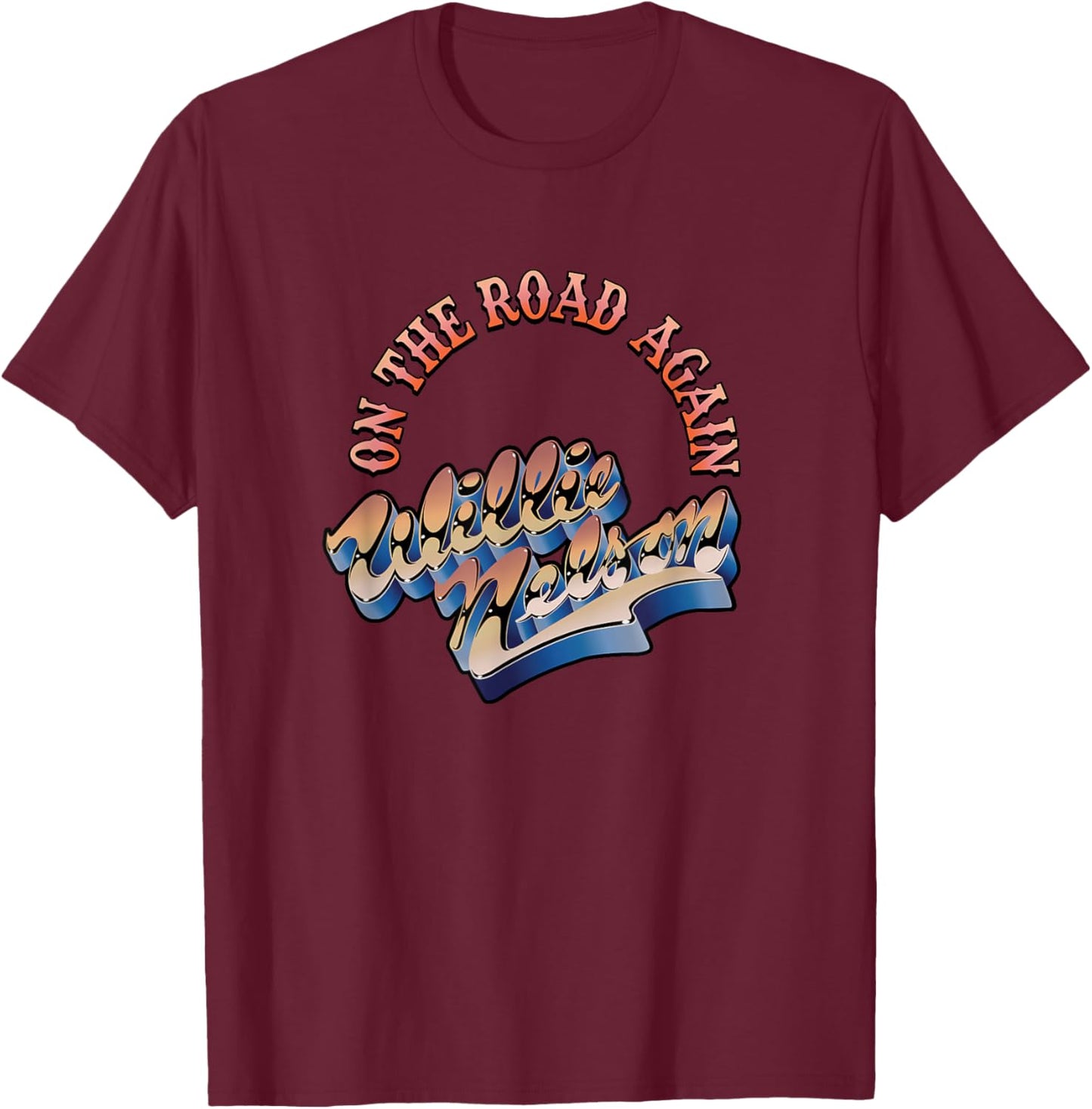 Official Willie Nelson On The Road Again T-Shirt - T-Shirt | Maroon