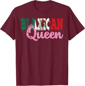 Blaxican Queen Half Black Half Mexicana Black History T-Shirt - T-Shirt | Maroon