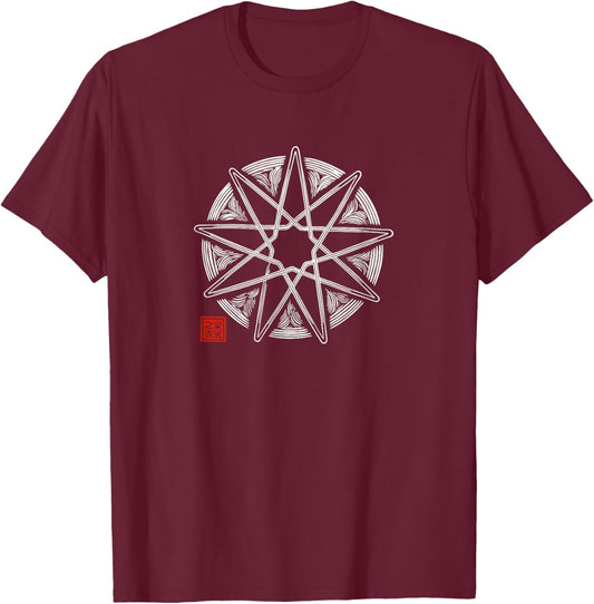 Circle of Connection - Baha’i 9-Pointed Star T-Shirt - T-Shirt | Maroon