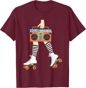 Roller Skating Retro Vintage Roller Derby Roller Skater T-Shirt - T-Shirt | Maroon