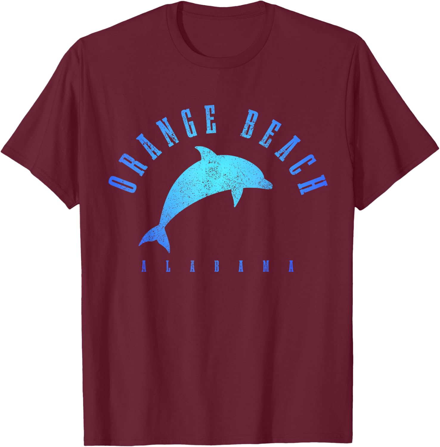 Orange Beach Alabama Vintage Dolphin Holiday T-Shirt - T-Shirt | Maroon