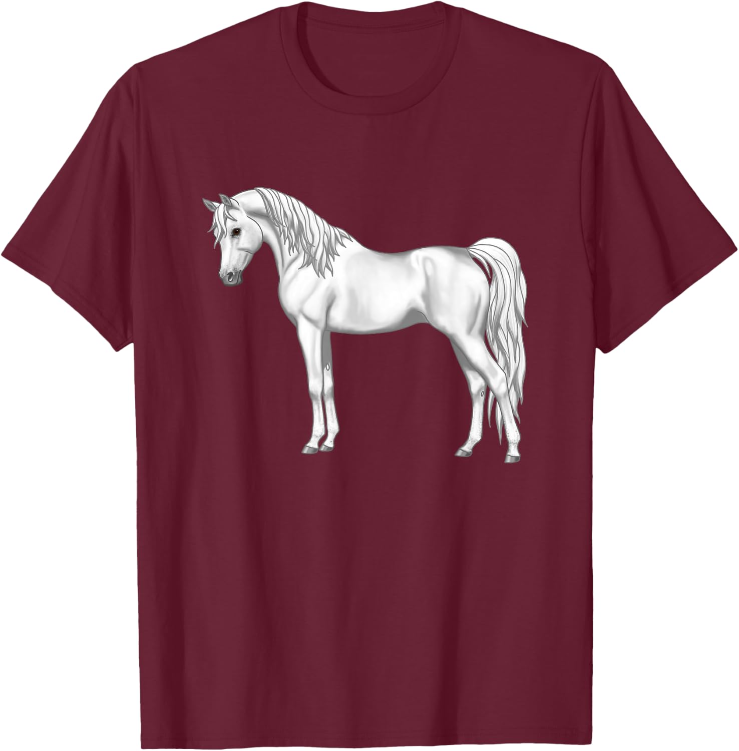 Pretty White Light Gray Egyptian Arabian Horse Lovers Gift T-Shirt - T-Shirt | Maroon