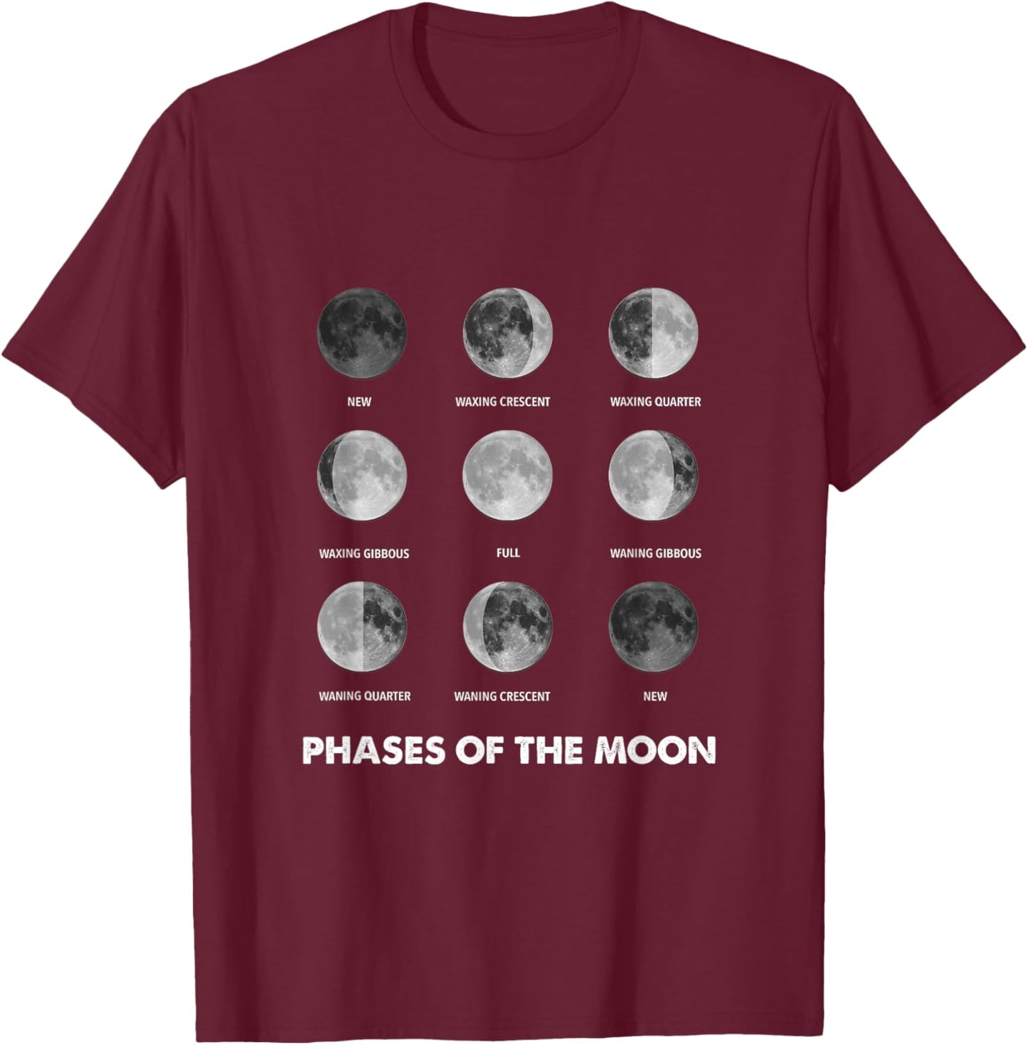 Moon Phases - Moon Cycle - Lunar Cycle - Lunar Eclipse T-Shirt - T-Shirt | Maroon