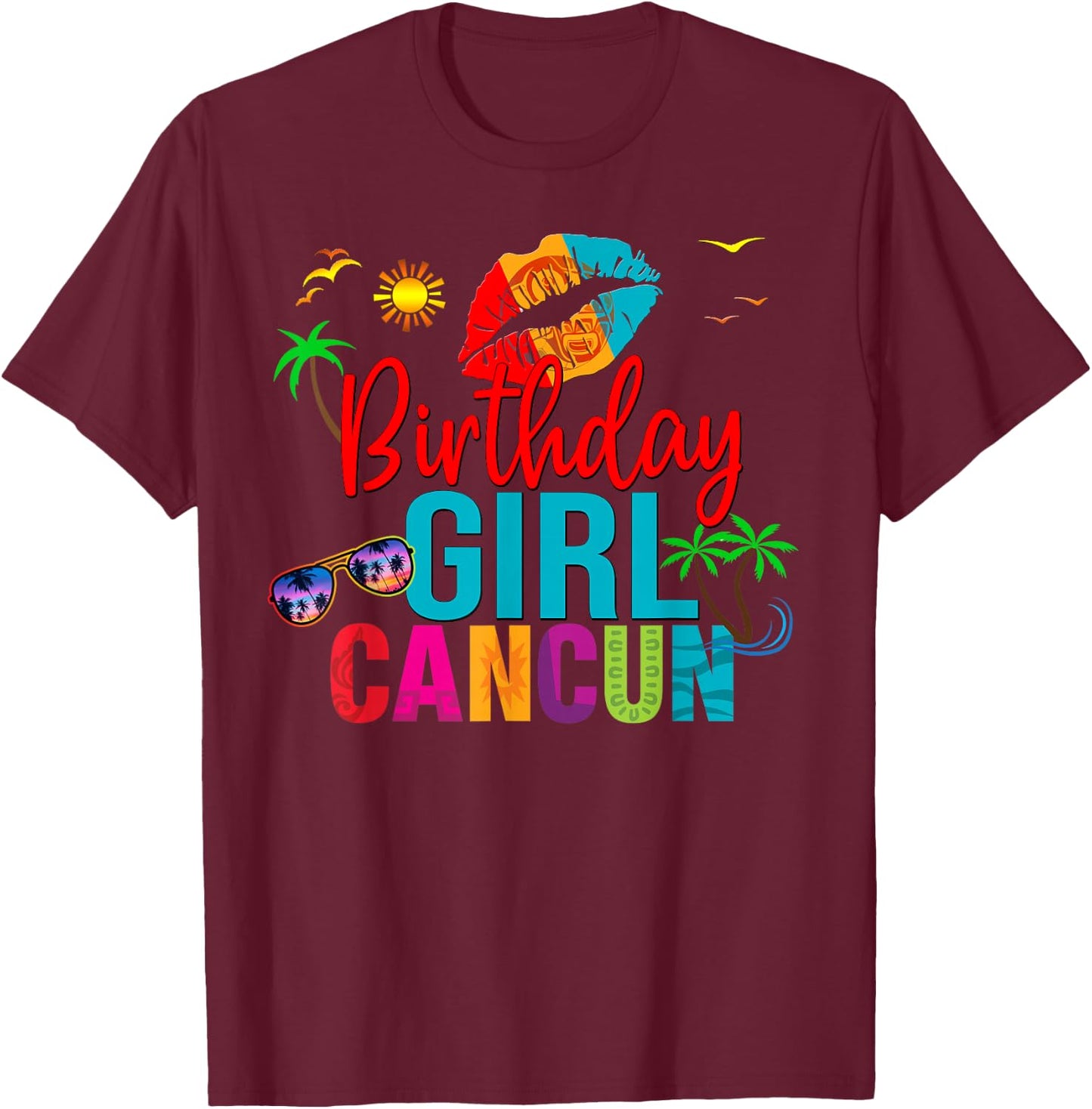 Cancun Mexico Birthday Girl Vacation Group Matching T-Shirt - T-Shirt | Maroon