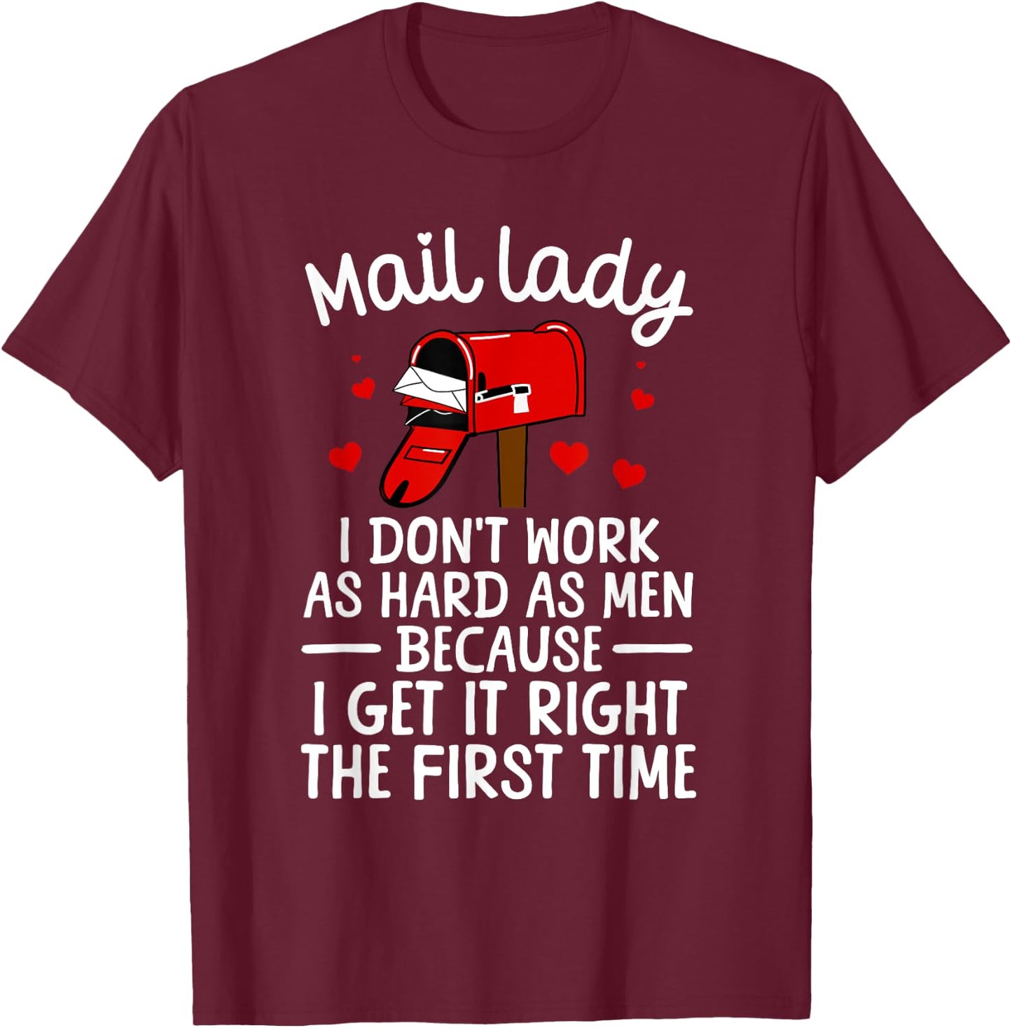 Mail Lady Design Girls Postal Worker Mail Carrier T-Shirt - T-Shirt | Maroon