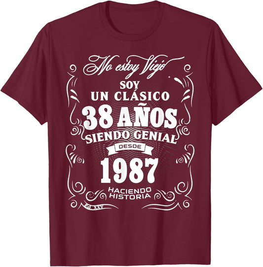 38th Birthday gift in Spanish Regalo cumpleanos 38 T-Shirt - T-Shirt | Maroon