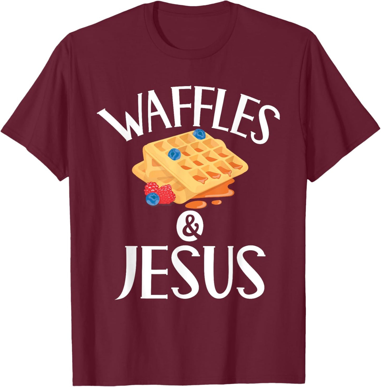 Waffles and Jesus Waffle T-Shirt - T-Shirt | Maroon