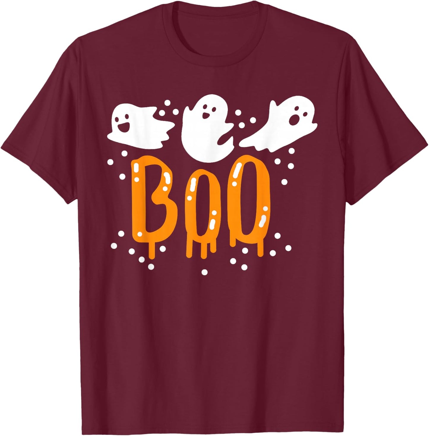 Halloween Ghost Boo Cute T-Shirt - T-Shirt | Maroon
