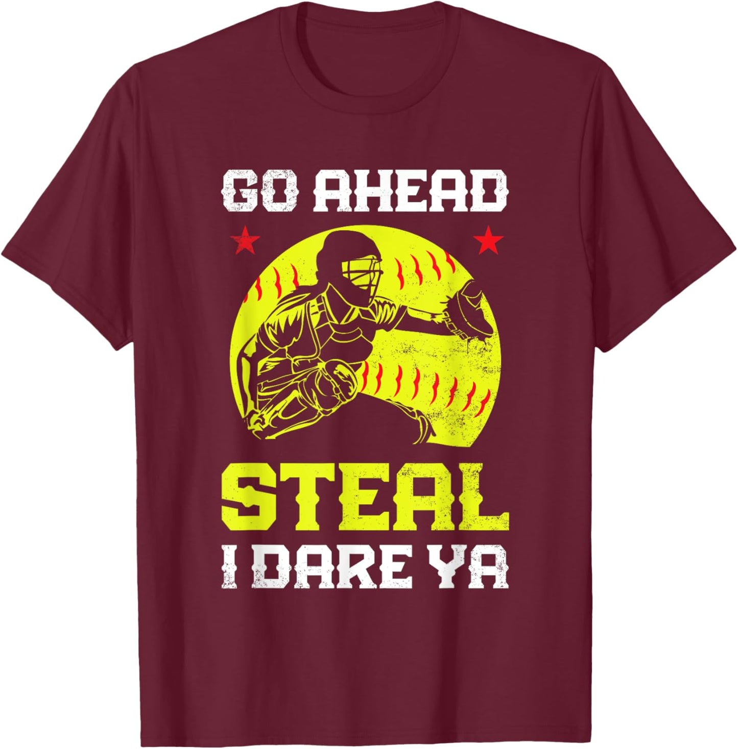 Softball Catcher Sports Design- Funny Softball Player T-Shirt - T-Shirt | Maroon