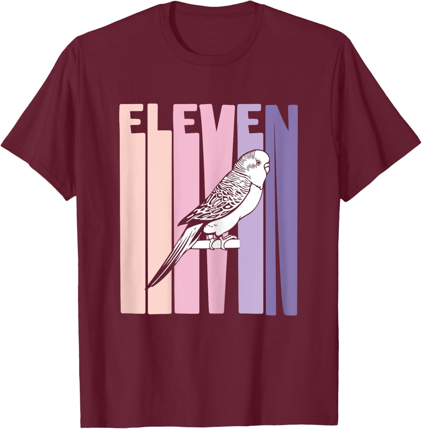 11 Year Old Budgie Parakeet Lover Birthday Girl 11th B-Day T-Shirt - T-Shirt | Maroon
