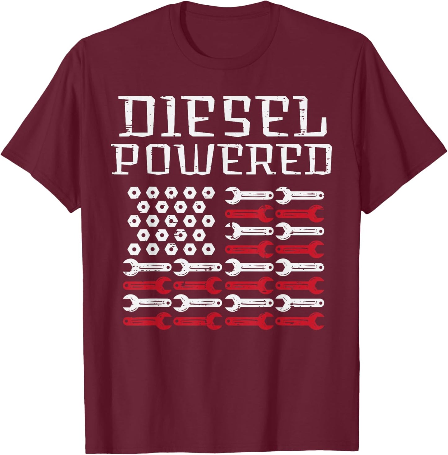 Diesel Powered US Flag Auto Mechanic Patriot Men Women Kids T-Shirt - T-Shirt | Maroon