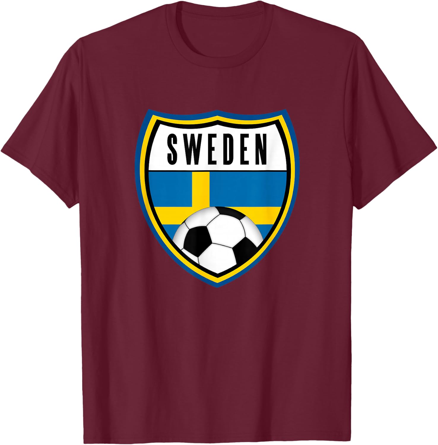 Sweden Soccer Jersey Swedish Flag T-Shirt - T-Shirt | Maroon