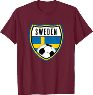 Sweden Soccer Jersey Swedish Flag T-Shirt - T-Shirt | Maroon
