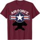 Air Force with F15 Jet and Vintage Roundel Small T-Shirt - T-Shirt | Maroon
