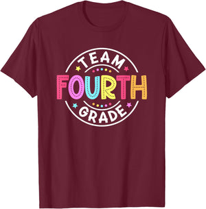Team Fourth Grade Teacher Back To School 4th Grade Squad Kid T-Shirt - T-Shirt | Maroon