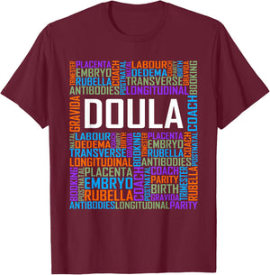 Proud Doula Words Appreciation Gift T-Shirt - T-Shirt | Maroon