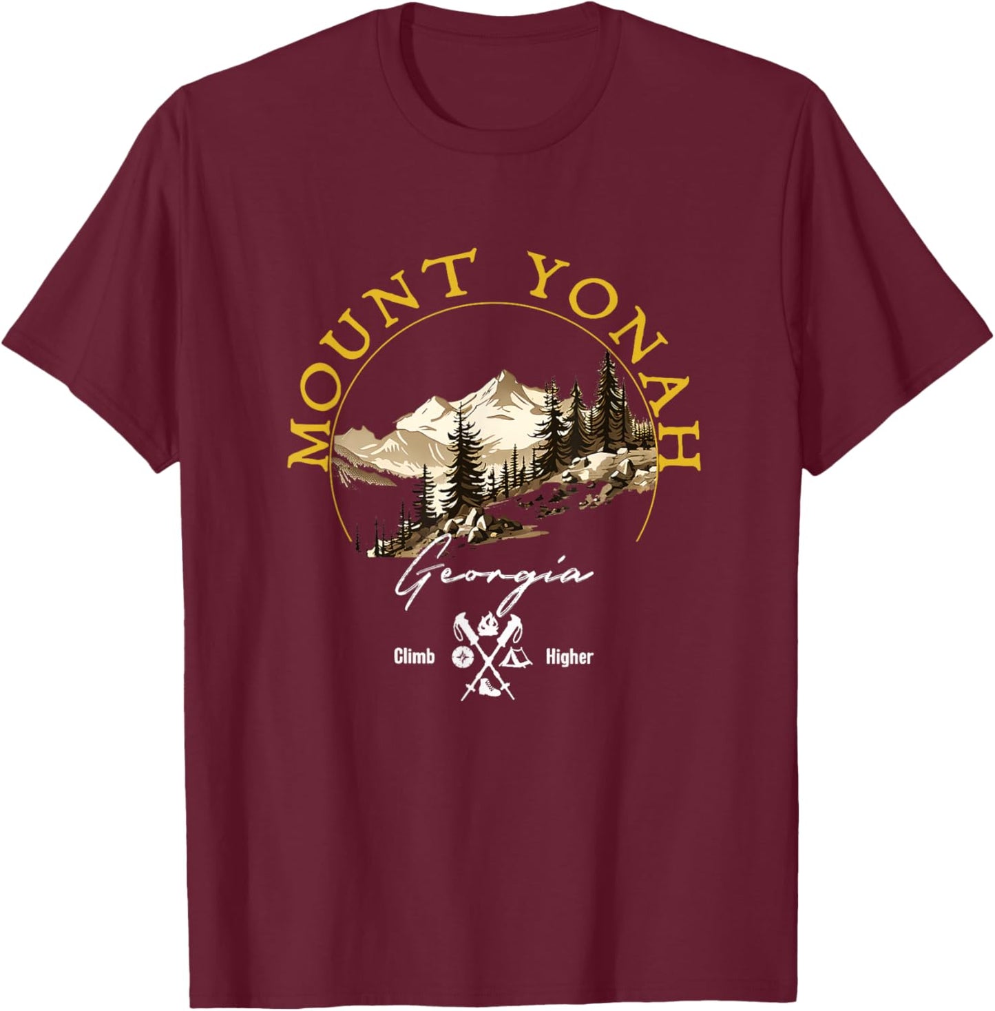 Mount Yonah Retro Vintage Apparel - Mount Yonah Souvenir T-Shirt - T-Shirt | Maroon