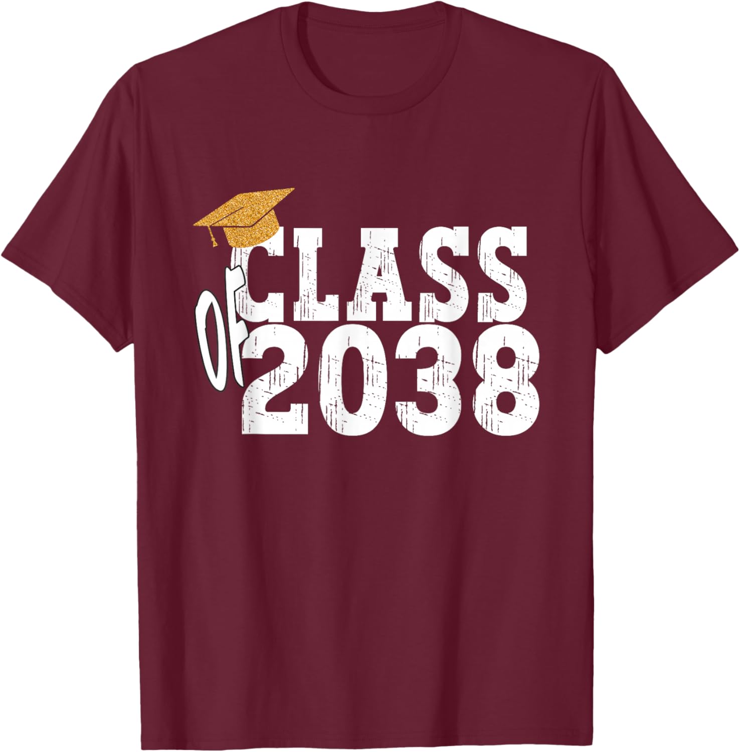 Class of 2038 Grow With Me Boy Girl First Day of Graduation T-Shirt - T-Shirt | Maroon