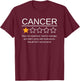Funny Cancer Awareness One Star Rating Esophageal Ovarian T-Shirt - T-Shirt | Maroon
