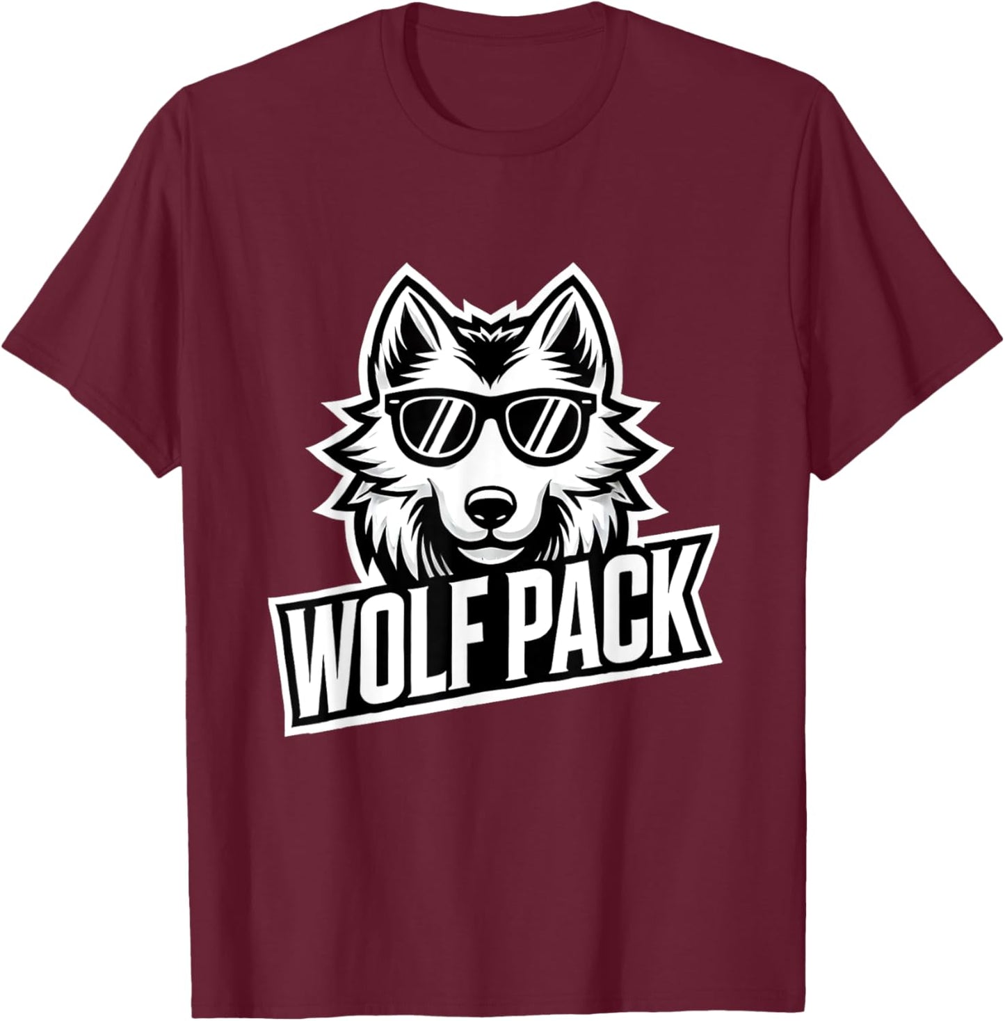 Wolf Pack - Cool Sunglasses Wolf Design for Team Spirit T-Shirt - T-Shirt | Maroon