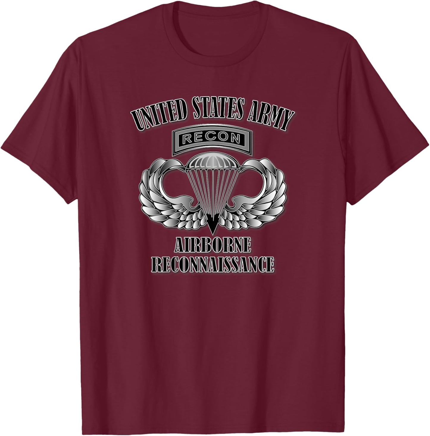 U.S. Army Airborne Reconnaissance (Back Design) T-Shirt - T-Shirt | Maroon