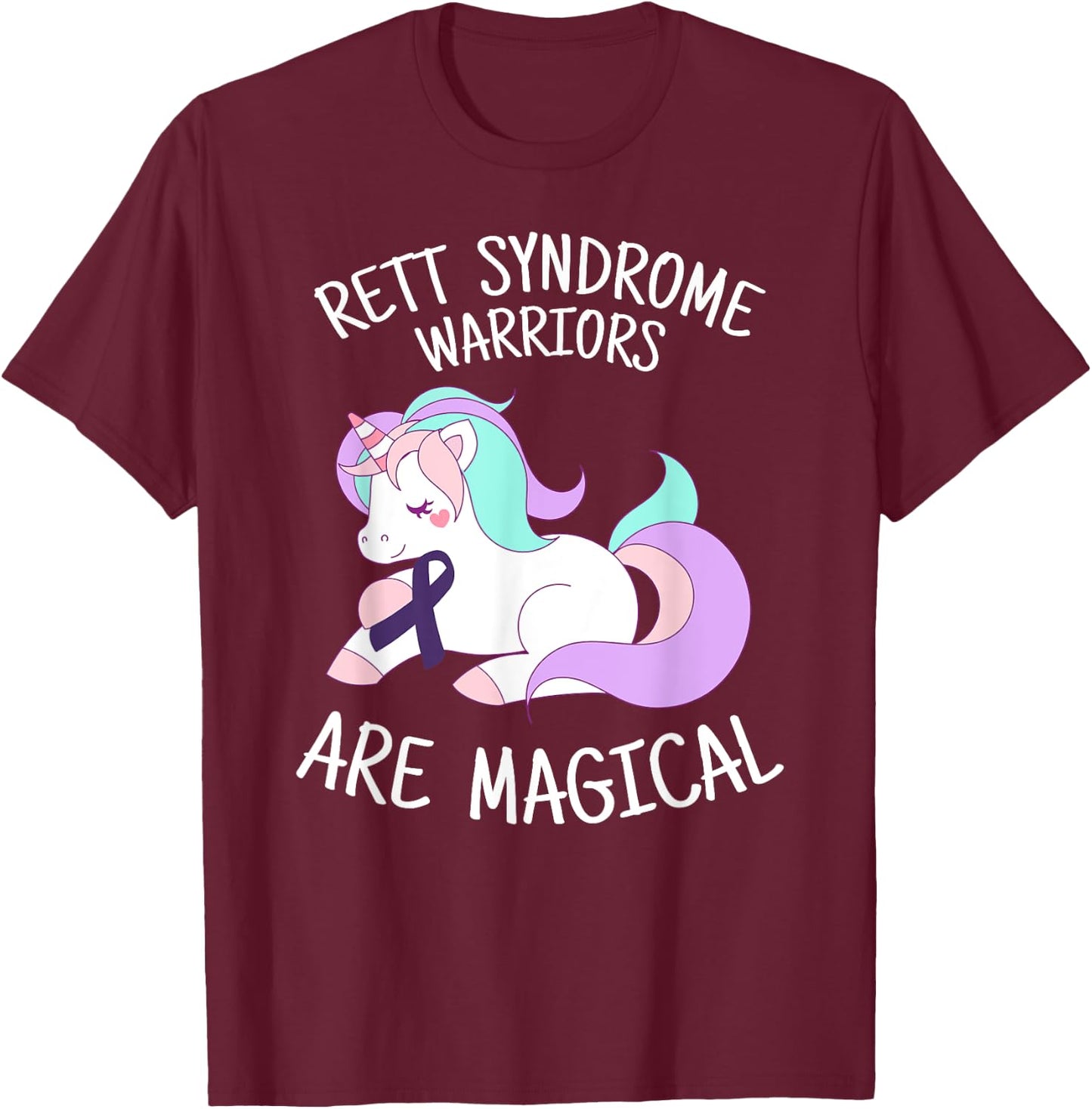Unicorn Rett Syndrome Awareness Gift, Rett Syndrome Warrior T-Shirt - T-Shirt | Maroon