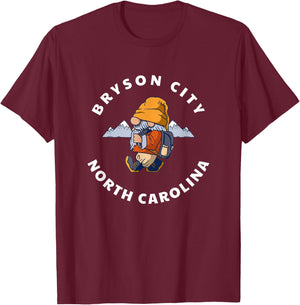 Bryson City North Carolina Hiking Gnome NC Vacation T-Shirt - T-Shirt | Maroon