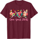 Love Your Flock Three Floral Chickens Farmer Lover Family T-Shirt - T-Shirt | Maroon