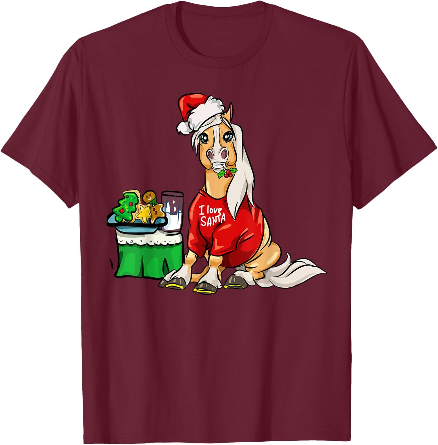Haflinger Horse I Love Santa Christmas Horses Gifts T-Shirt - T-Shirt | Maroon