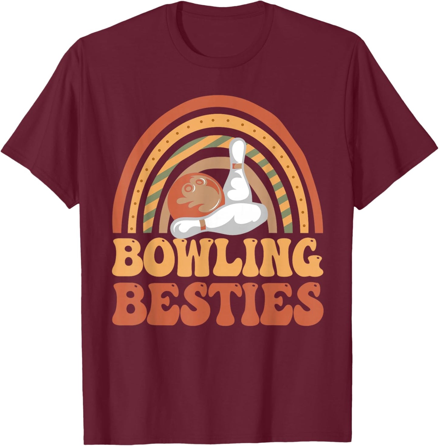 Bowling Besties BFF Best Friends Bestie T-Shirt - T-Shirt | Maroon