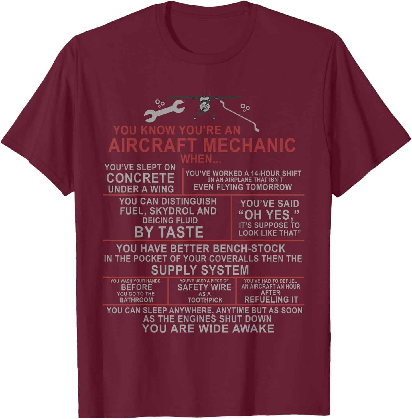 You Know You're an Aircraft Mechanic When.. Funny A&P Saying T-Shirt - T-Shirt | Maroon