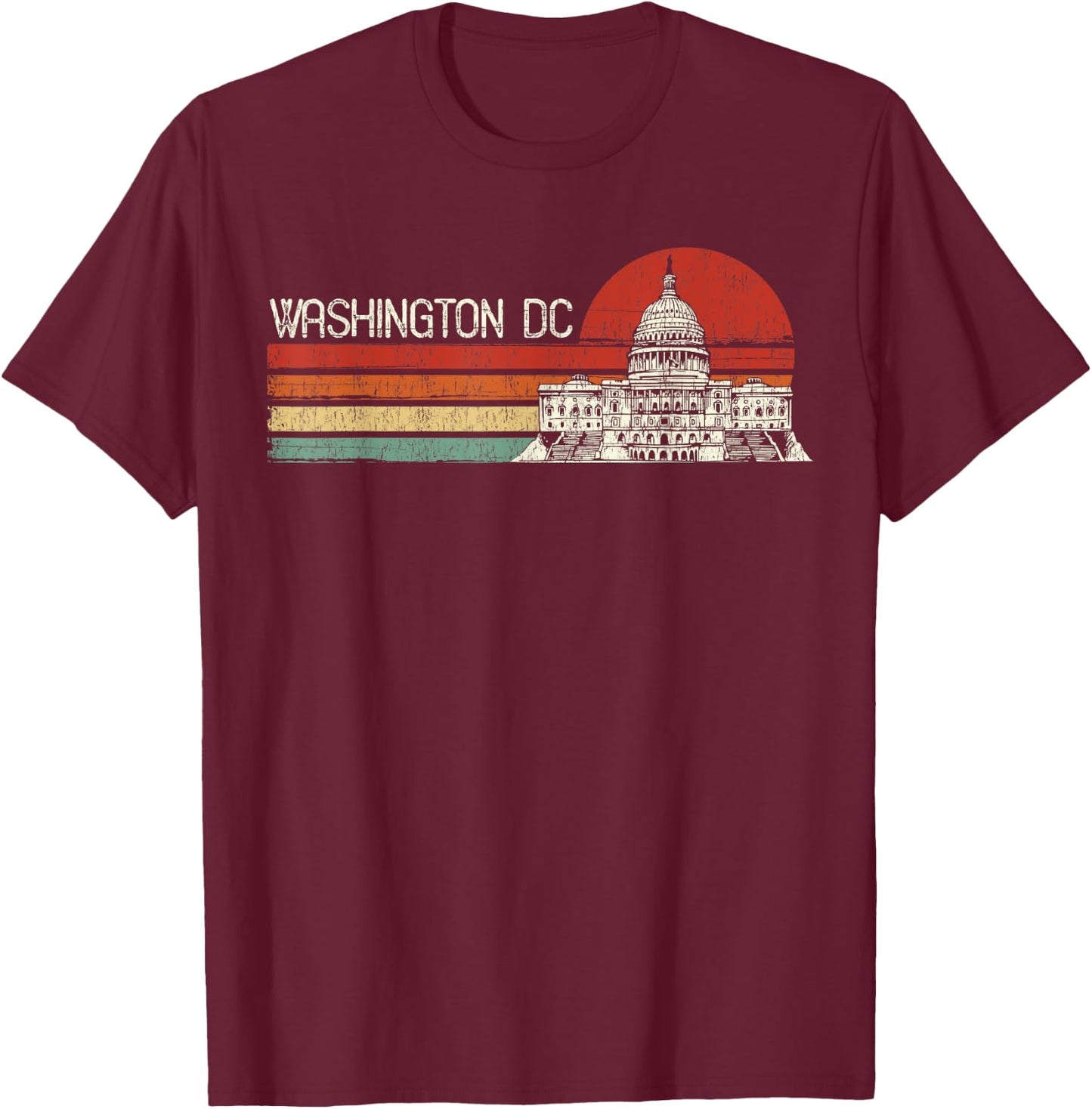 Retro Washington DC Shirt - Washington DC Capitol Hill Shirt T-Shirt - T-Shirt | Maroon