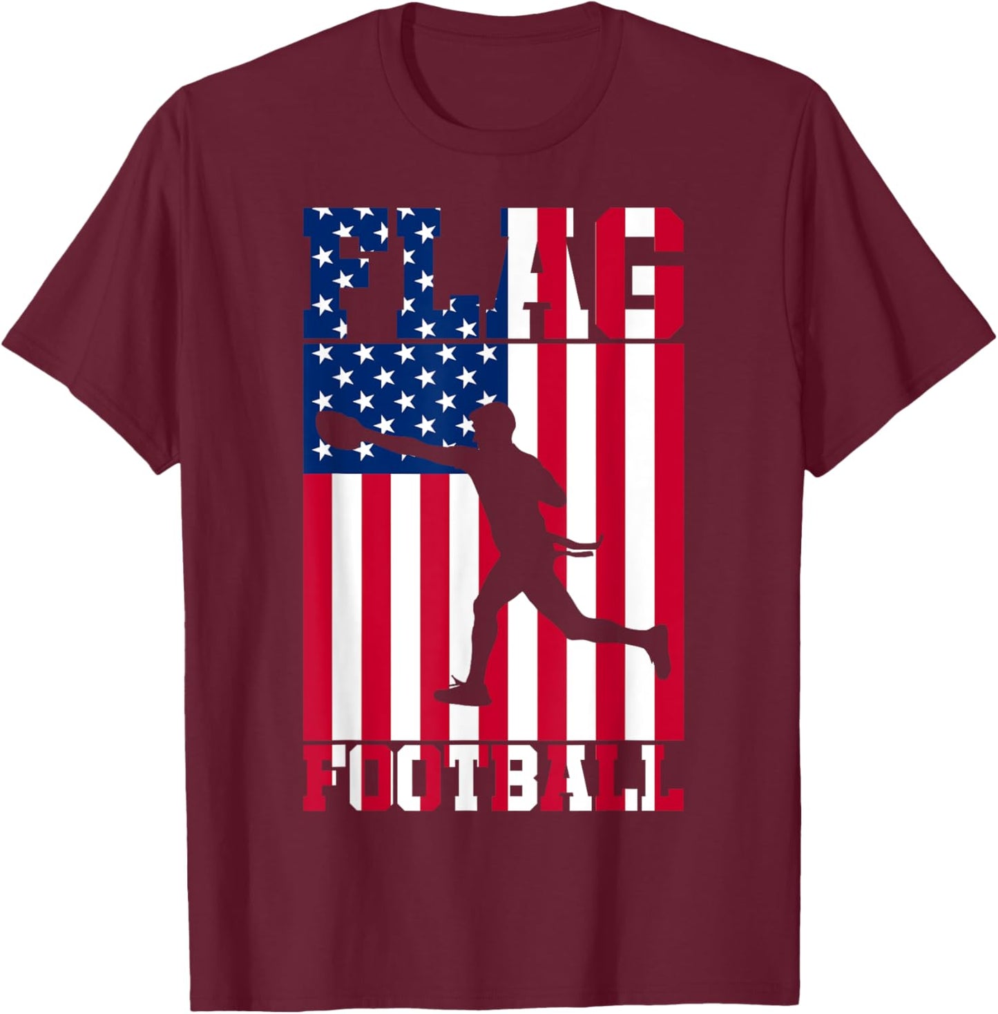 Flag Football USA Women Men Girls Boys T-Shirt - T-Shirt | Maroon