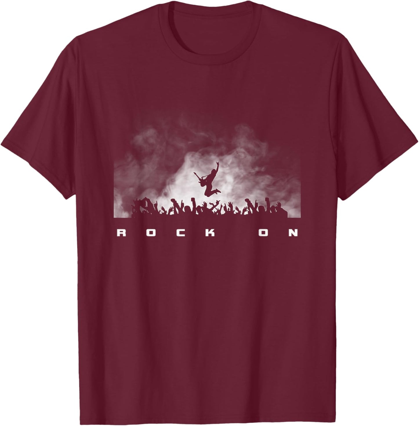 Rock On Rock and Roll Guitar Player T-Shirt - T-Shirt | Maroon