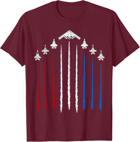 USA Fighter Jets 4th of July Men Women Kids Funny Patriotic T-Shirt - T-Shirt | Maroon