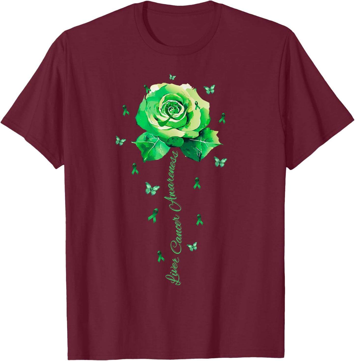 Flower Liver Cancer Awareness Shirt T-Shirt - T-Shirt | Maroon