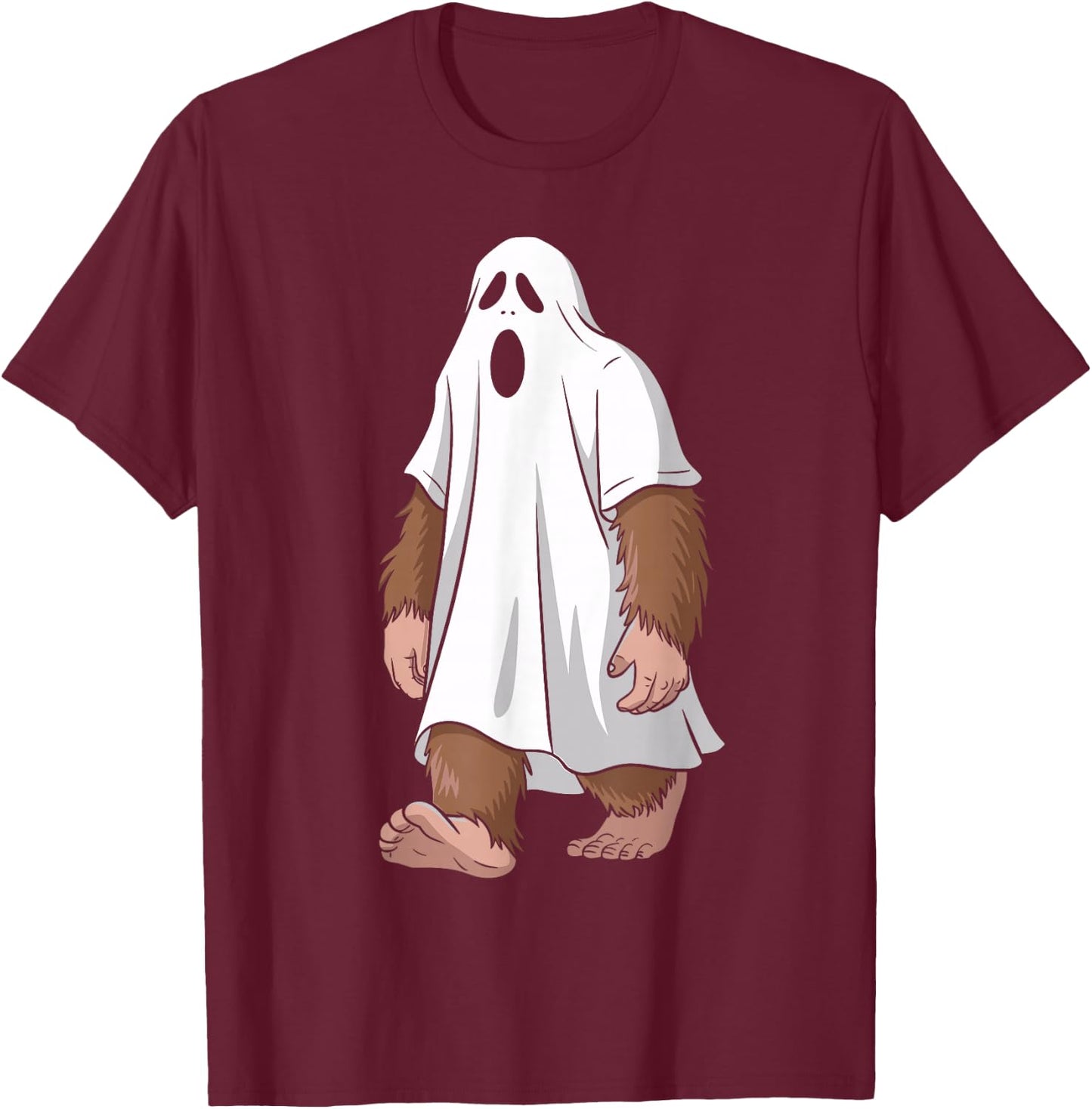 Funny Ghost Bigfoot Lovers Spooky Halloween Costume T-Shirt - T-Shirt | Maroon